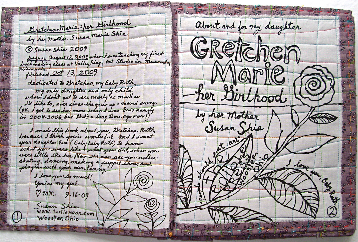 Gretchen Marie book title page.©Susan Shie 2009.